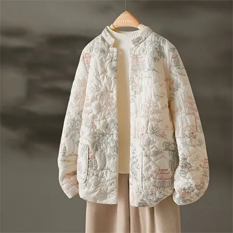 [아리엘스타일]빈티지 패턴 데일리 자켓 덴코이퀼팅자켓