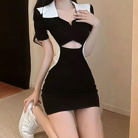 섹시 여성의류 로비스 미니원피스 카라 여성웨어 배색