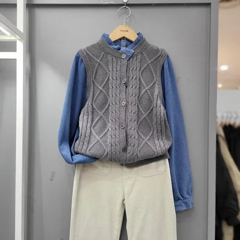 [무자크]니트레이어드 데님셔츠  MO8WKT39