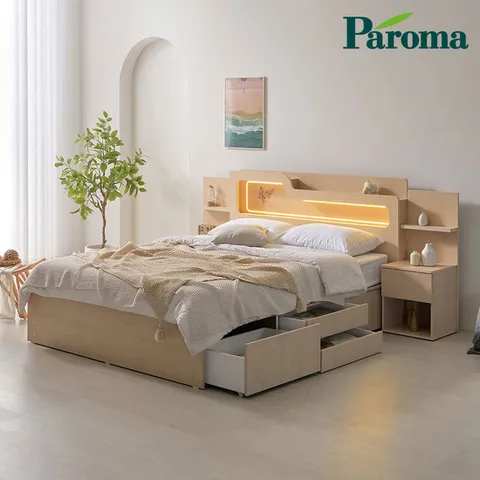 파로마 베이 베니스 LED 라인형 침대 SS 본넬 ODM0253