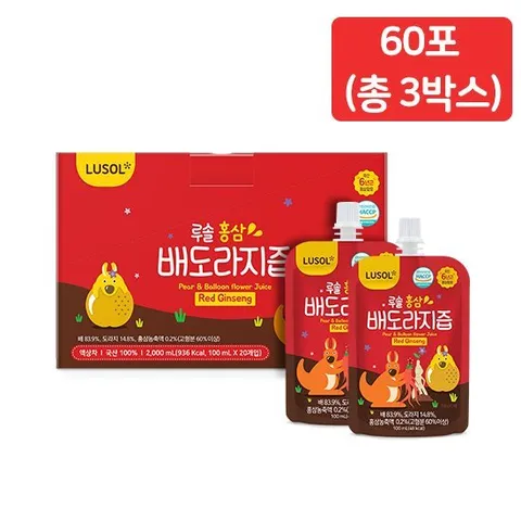 루솔 홍삼 배도라지즙 선물박스 60포