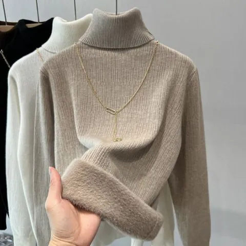폴라 여성 목폴라 한파 겨울 심플 두꺼운 보온 기모니트