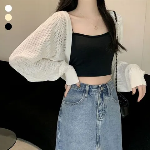 카디건 여성 여름 얇은 소재 펀칭 볼레로 URK 325