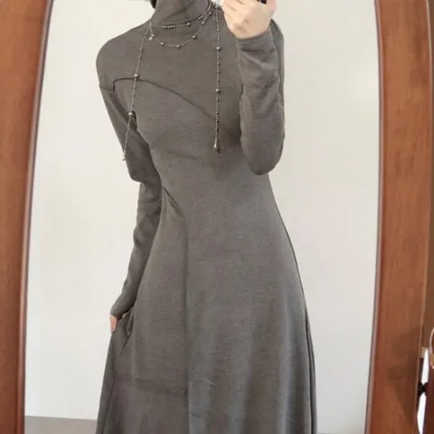 [아리엘스타일]고급스러운 겨울무드 엘라븐폴라롱원피스