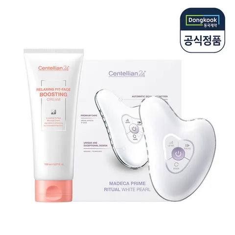 [5%적립] 센텔리안24 마데카 프라임 리추얼 화이트 펄 고주파 갈바닉 괄사마사지기+핏 페이스 크림