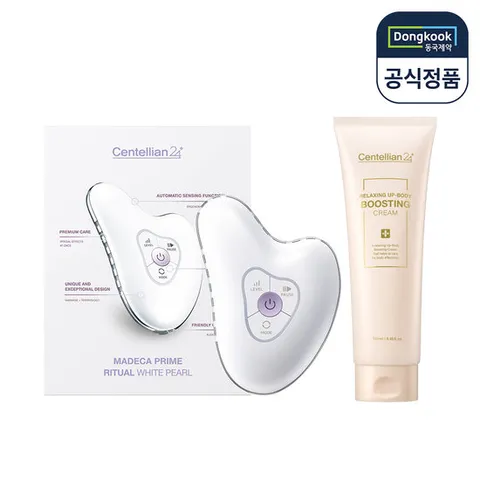 [5%적립] 센텔리안24 마데카 프라임 리추얼 화이트 펄 고주파 갈바닉 괄사마사지기+업 바디 크림