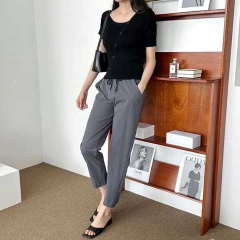 배기바지 여성 직장인 출근룩 여름바지 여자 아이스 팬츠