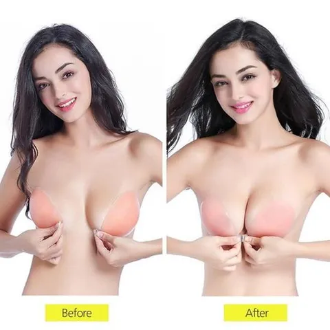 실리콘 끈없는 앞후크 누드브라 웨딩 비니키
