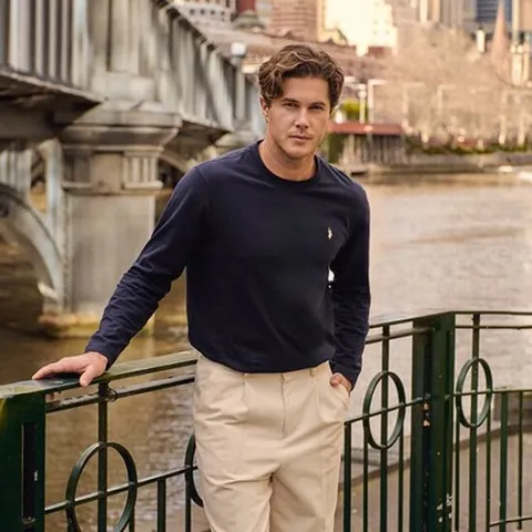 [U.S. POLO ASSN.] 코튼 라운드티셔츠 남성_네이비