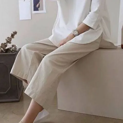 여성여름팬츠 심플 무지 편한 와이드 린넨팬츠 7컬러 마바지 통바지