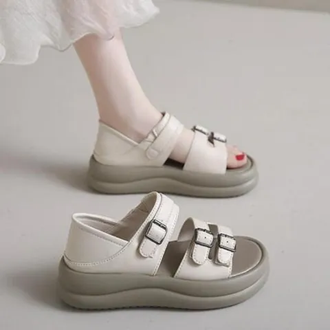 3컬러 / 통굽 키높이 샌들 여름 여성 캐주얼 신발