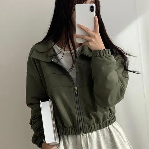 3컬러 여성 캐주얼 포켓 봄 크롭 집업 자켓 LK-J042