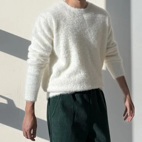 [클라쓰업]나톰 도톰한 앙고라 따수미 더블 라운드 무지 니트