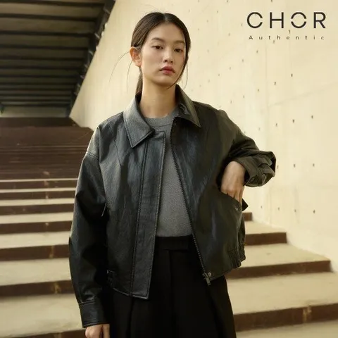 코어 어센틱 FAUX 레더 블루종