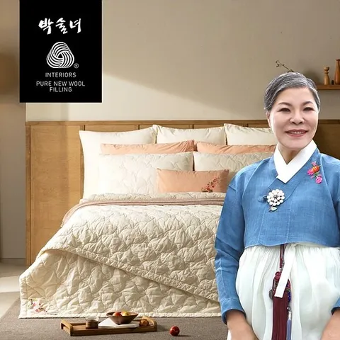 [박술녀] 도톰 겨울양모 순면 이불겸패드 2장세트 SS+SS (작품명 연모) 선물추천