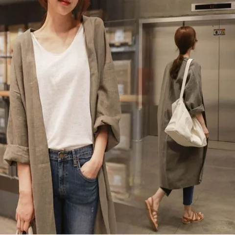 가을자켓 간절기 여자롤업루즈롱코트 여름자켓 롱자켓
