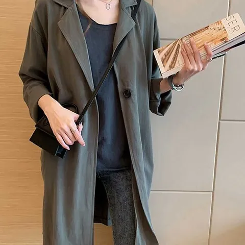 린넨아우터 간절기 여자 프렌치 시크 스타일 린넨 롱자켓