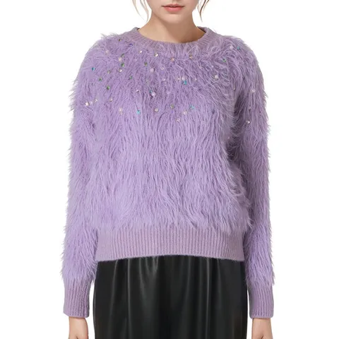 [ 롯데백화점 ][르니앤맥코이(여성)]보라빛향기 퍼 큐빅 니트 MM02KN729FJY