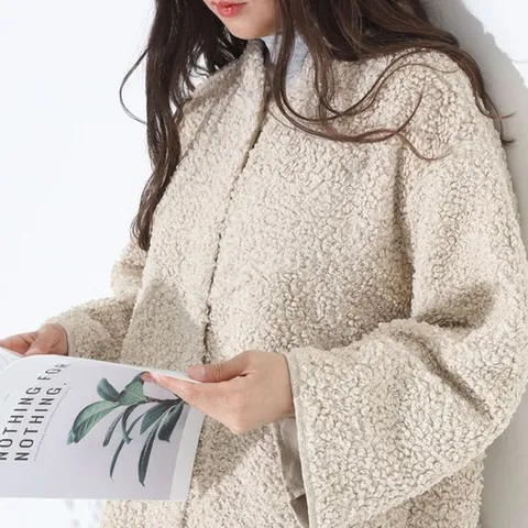 겨울 방한 여성 차이나넥 양털 뽀그리 하프 코트 자켓