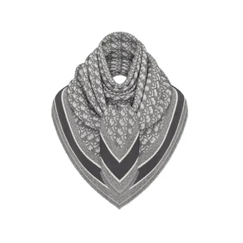 (명품) 디올 여성 머플러 오블리크 숄 그레이 울 실크