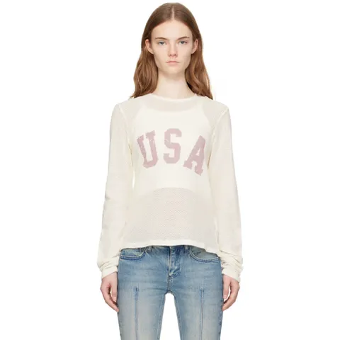 25 FW 게스 여성 화이트 프론트 레터링 티셔츠 242603F110002