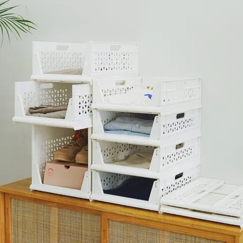 [가쯔] 오픈 슬라이딩 수납정리함 리빙박스 폴딩박스 9개