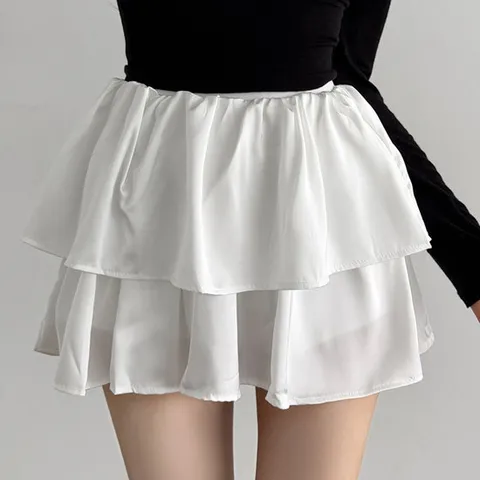 어나더뷰 속바지내장 새틴 캉캉 미니 스커트 치마바지 플리츠 2109