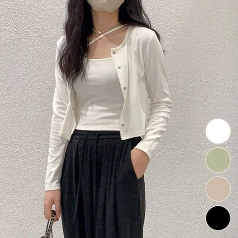 여름 여성 가을 크롭한 기장 나시 가디건 투피스 세트