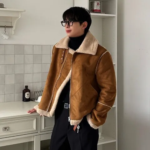 [클라쓰업]셀런 남자 루즈 오버핏 스웨이드 오리지날 무스탕