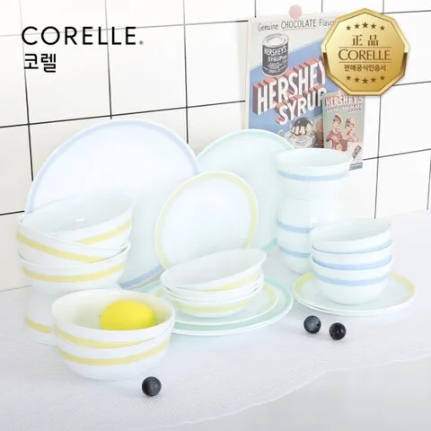 코렐 미니멀체크 원형 6인 24P 홈세트