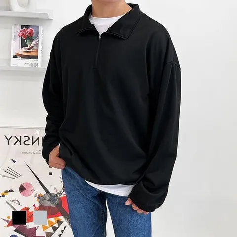 반집업맨투맨 맨투맨 반집업 밴딩 다 남자