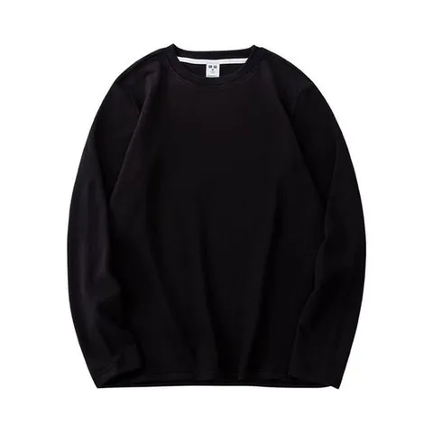 무지티셔츠 남성 슬림 플리스 라운드넥 긴팔 티셔츠