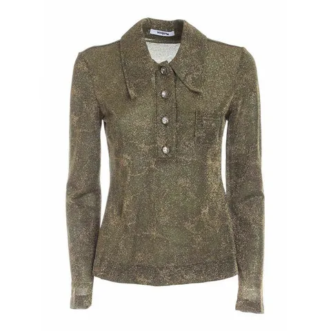 [VIVETTA] 라프리마 여성 폴로 루렉스 셔츠 인 그린 앤 골드 21IV2S0G0114750M501 메탈릭 /8