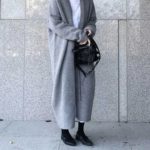 니트가디건 여자 롱 니트 가디건 부드러운 베이직 엄마 중년 겨울가디건