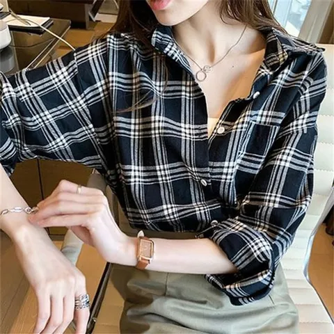 데일리 2컬러 여성포켓체크셔츠 가벼운 난방