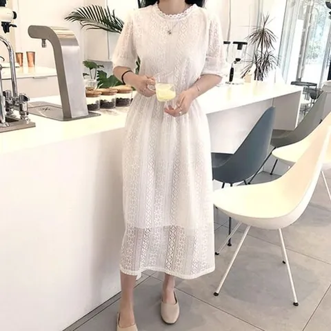 호텔 원피스 레이스 호캉스 셀프웨딩 휴양지 밴딩 롱 지퍼 바다