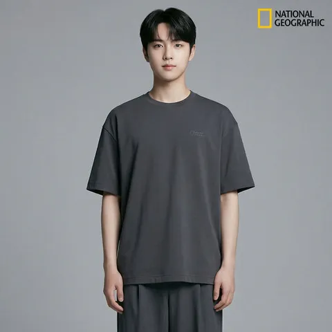 내셔널지오그래픽 N265UTS909 세미오버핏 수피마 반팔 티셔츠 GREY