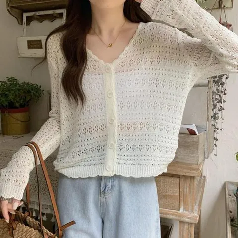 여름  펀칭 가디건 볼레로 여성 크롭 카디건 sg-04