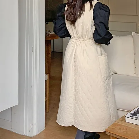 퀼팅 겨울뷔스티에 루즈핏 롱패딩 원피스