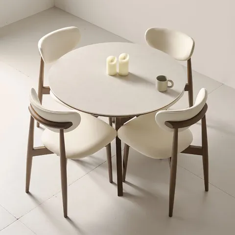 [착불] 더끌림 세릴 1000 포세린 세라믹 원형 4인용 식탁+모린 의자4 IKCR2B