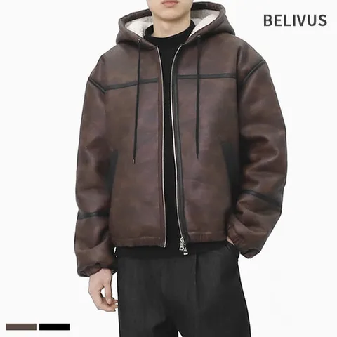 [빌리버스]빌리버스 남성 후드 무스탕 양털 자켓 BWT001