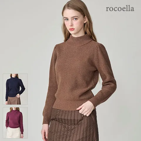 로코엘라 플로 메리노울 브렌드 여성 모크넥 니트
