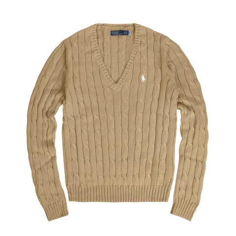 폴로 랄프로렌 케이블니트 울캐시미어 브이넥 카멜 211910422