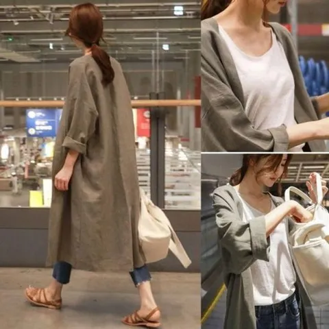 가을자켓 루즈 레이디 롱 코트 재킷 여름 자켓 가을 여성 린넨