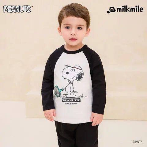 [밀크마일] [피너츠]스누피 테니스선수나글란티셔츠