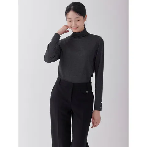 [지센] 골지 터틀넥 티셔츠 LCTSOA22_DG