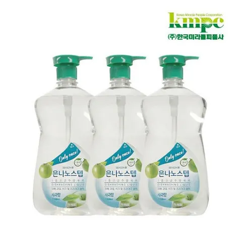 은나노스텝 시즌3 주방세제 1100ml x 3개/레몬향/사과향/다용도/설거지/과일세척