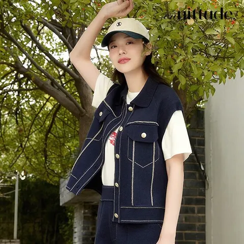 엔니튜드 데님라이크 니트 베스트