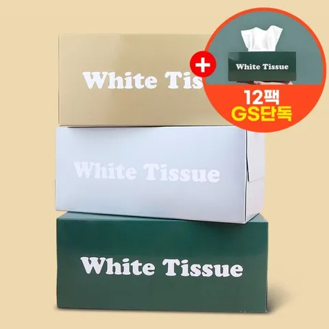 [체험특가]화이트미용티슈180매x12팩 100%천연펄프 먼지 최소화 피부 저자극