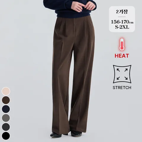 포레스트핏 (윈터슬랙스2탄) 스판밴딩 투핀턱 와이드기모슬랙스